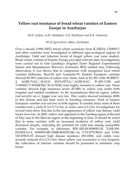 Meeting the Challenge of Yellow Rust in Cereal Crops - ICARDA