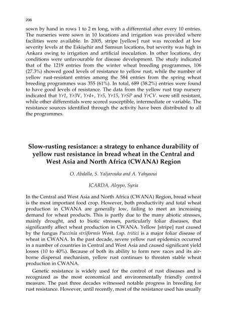 Meeting the Challenge of Yellow Rust in Cereal Crops - ICARDA