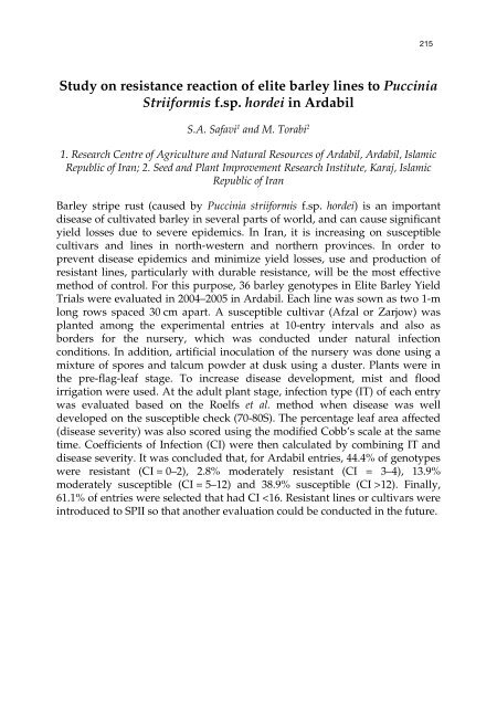 Meeting the Challenge of Yellow Rust in Cereal Crops - ICARDA