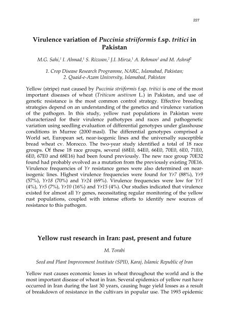 Meeting the Challenge of Yellow Rust in Cereal Crops - ICARDA