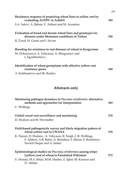 Meeting the Challenge of Yellow Rust in Cereal Crops - ICARDA