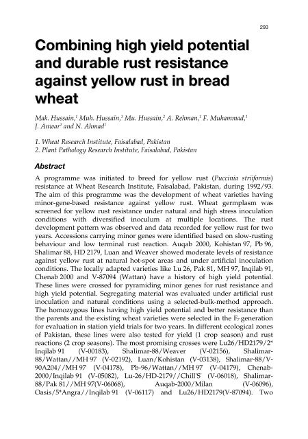 Meeting the Challenge of Yellow Rust in Cereal Crops - ICARDA