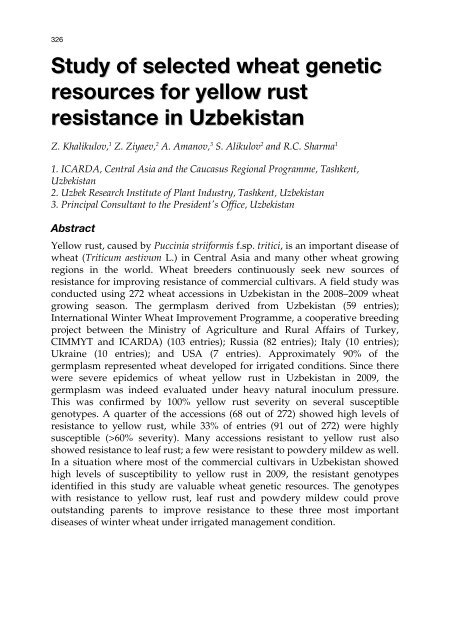 Meeting the Challenge of Yellow Rust in Cereal Crops - ICARDA