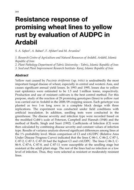 Meeting the Challenge of Yellow Rust in Cereal Crops - ICARDA