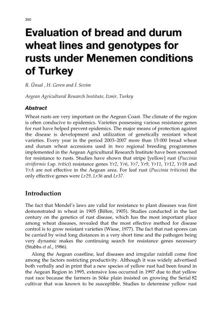 Meeting the Challenge of Yellow Rust in Cereal Crops - ICARDA