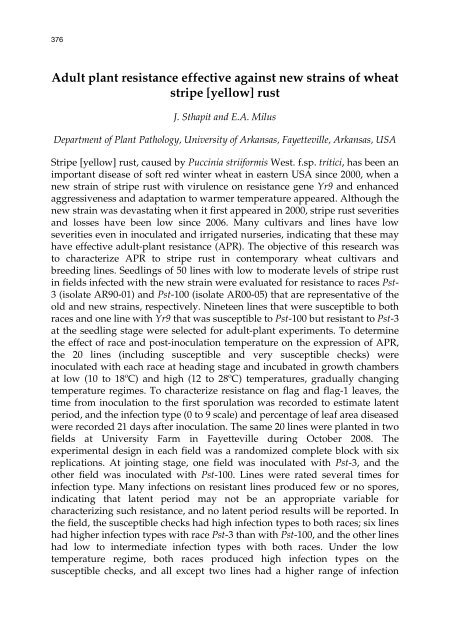 Meeting the Challenge of Yellow Rust in Cereal Crops - ICARDA