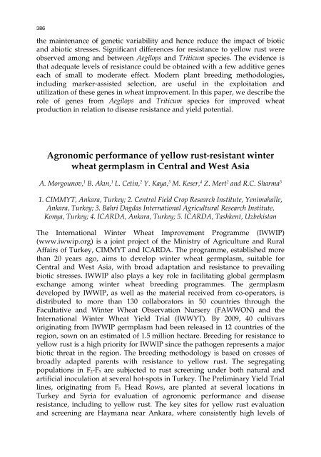 Meeting the Challenge of Yellow Rust in Cereal Crops - ICARDA