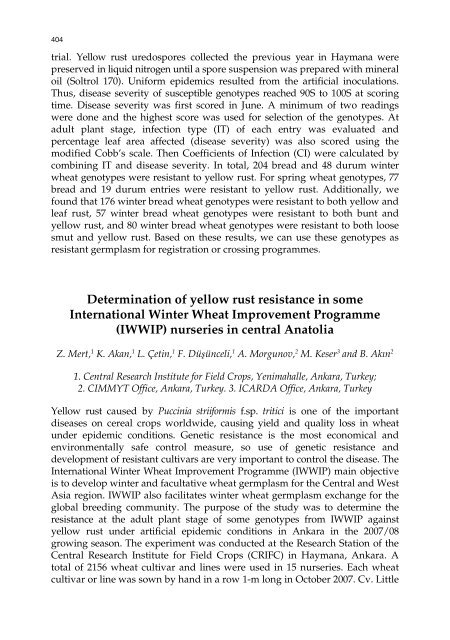 Meeting the Challenge of Yellow Rust in Cereal Crops - ICARDA