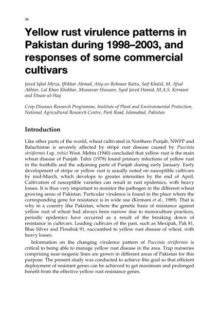 Meeting the Challenge of Yellow Rust in Cereal Crops - ICARDA