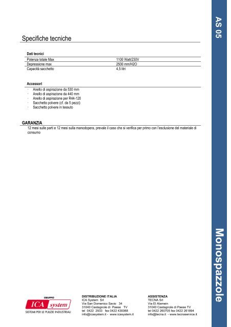 Scarica la scheda tecnica (.pdf) - ICASYSTEM