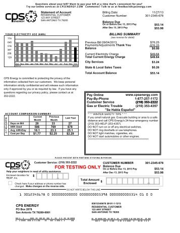 Sample of new bill statement - CPS Energy