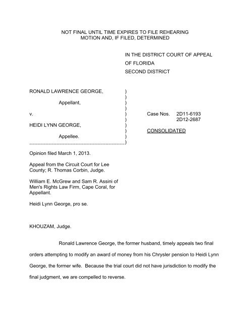 2D11 6193 Second District Court of Appeal 2D11 6193 Second District Court of Appeal