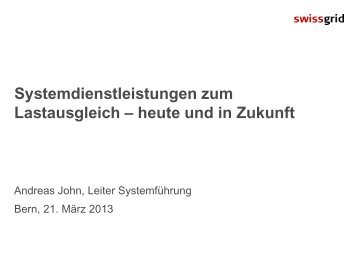 Systemdienstleistungen zum Lastausgleich - heute ... - Cleantec City