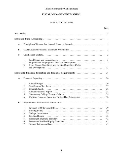 FISCAL MANAGEMENT MANUAL - Illinois Community College Board