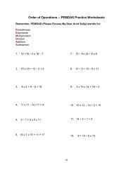 Order of Operations -- PEMDAS Practice Worksheets