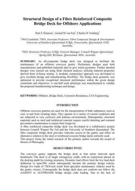 Structural Design of a Fibre Reinforced Composite Bridge ... - ICCM