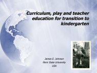 Curriculum, play and teacher education for transition to kindergarten