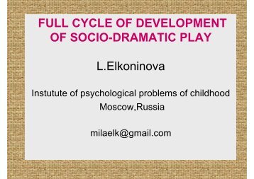 Dr Ludmila Elkoninova - International Council for Children's Play