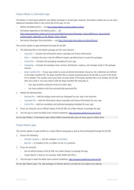 Nokia Publisher Guide - Nokia Publish Support
