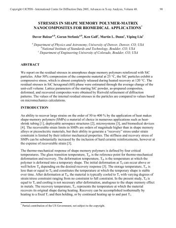 stresses in shape memory polymer-matrix nanocomposites for - ICDD