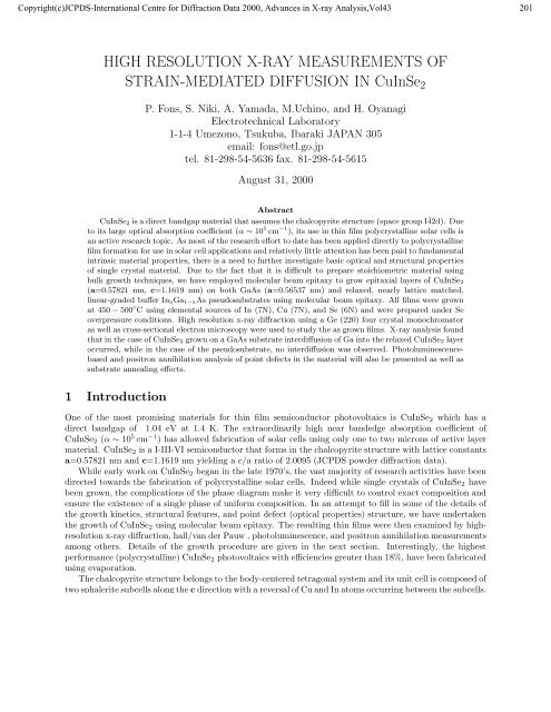 high resolution x-ray measurements of strain-mediated ... - ICDD