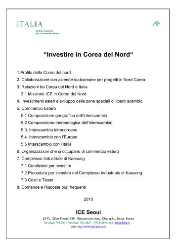 “Investire in Corea del Nord“ - Ice
