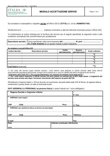 MODULO ACCETTAZIONE SERVIZI *â¬ *â¬ *â¬ *â¬ **â¬ - Ice