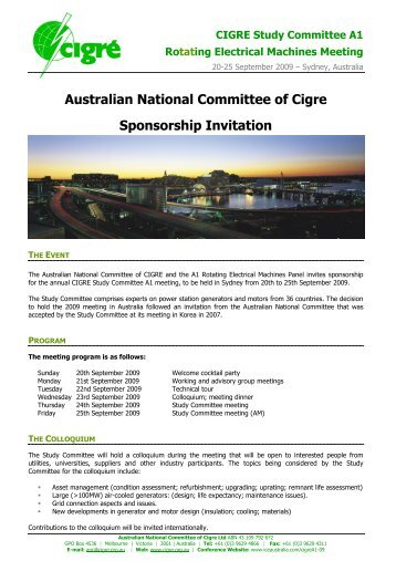 Australian National Committee of Cigre Sponsorship Invitation