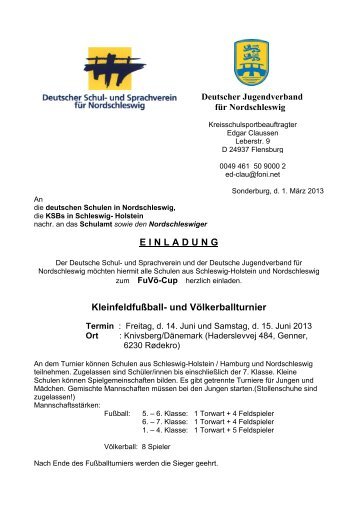 Einladung Knivsberg- Turnier 2013 - Schulsport in Schleswig-Holstein