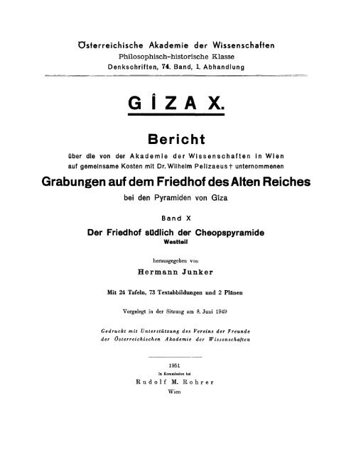 Giza X: Der Friedhof sÃ¼dlich der Cheopspyramide, Westteil
