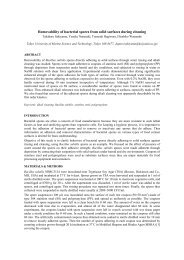 Removability of bacterial spores from solid surfaces during cleaning