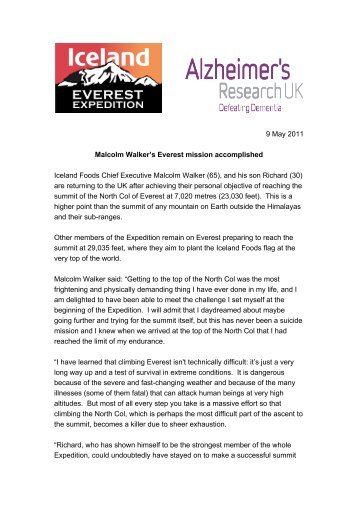 Malcolm Walker's Everest mission accomplished - Iceland