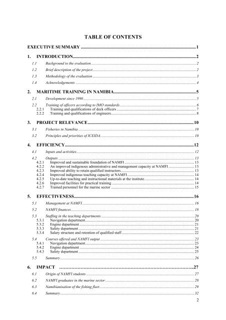 An Evaluation of the NAMFI/ICEIDA Cooperation Project 2002 -2004