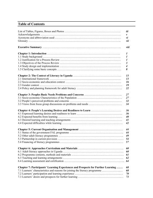 Table of Contents