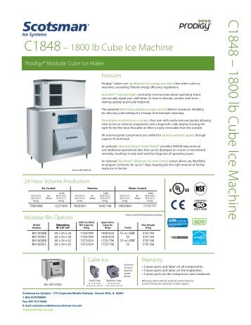 Download Manufacturer's Specification Sheet - Ice Machines