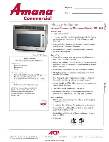 Download Manufacturer's Specification Sheet - Ice Machines