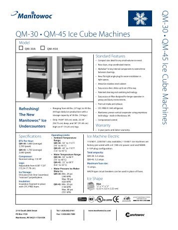 QM-30 â¢ QM-45 Ice Cube Machines QM -30 â¢ QM -45 ... - Ice Machines