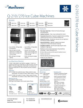 Q-210 /270 Ice Cube Machines - Ice Machines