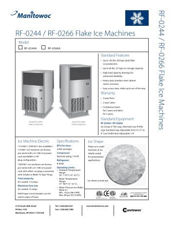 RF-0244 RF-0244 / RF-0266 Flake Ice - Ice Machines