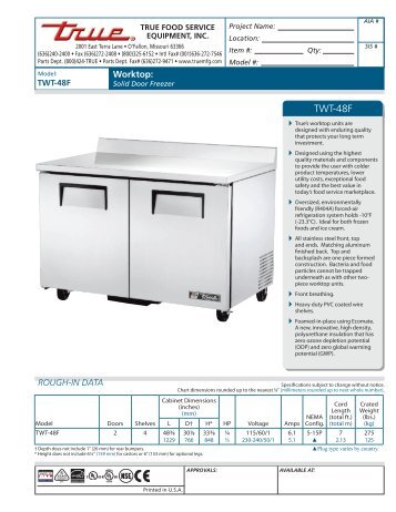 Download Manufacturer's Specification Sheet - Ice Machines