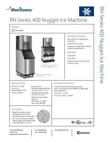 RN-Series 400 Nugget Ice Machine RN -Series 400 ... - Ice Machines