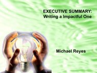 EXECUTIVE SUMMARY: Writing a Impactful One Michael ... - iCentre