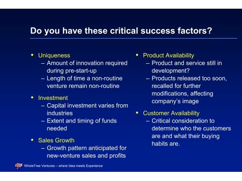 New Venture Creation: from Idea to Investment - iCentre