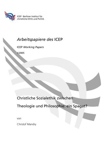 Christliche Sozialethik zwischen Theologie und Philosophie - ICEP