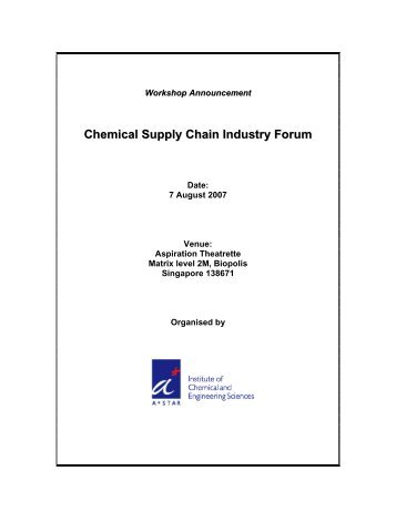 Chemical Supply Chain Industry Forum - Institute of Chemical ...