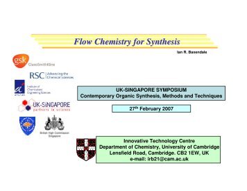 Flow Chemistry for Synthesis