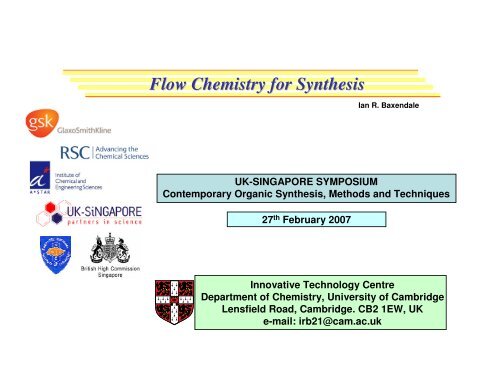Flow Chemistry for Synthesis