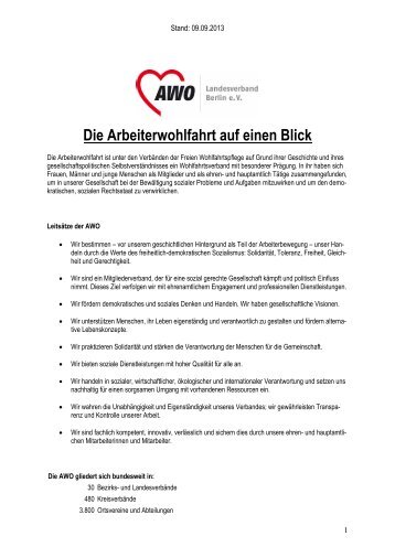 Die Arbeiterwohlfahrt auf einen Blick - AWO Landesverband Berlin eV