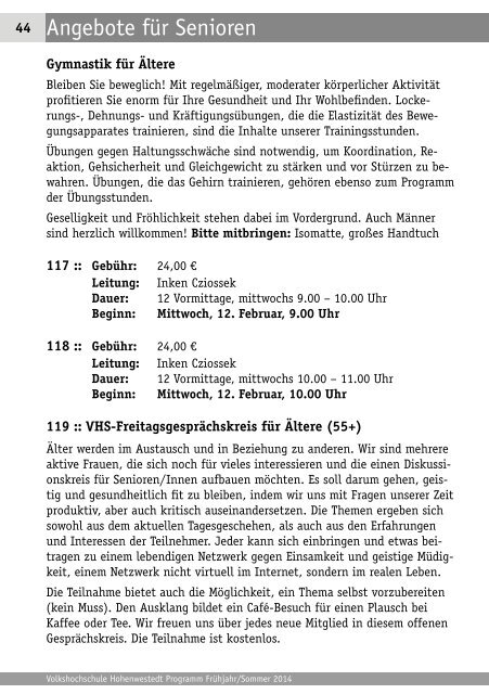 Download aktuelles VHS-Programm - Gemeinde Hohenwestedt