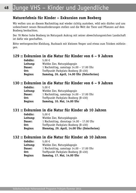 Download aktuelles VHS-Programm - Gemeinde Hohenwestedt